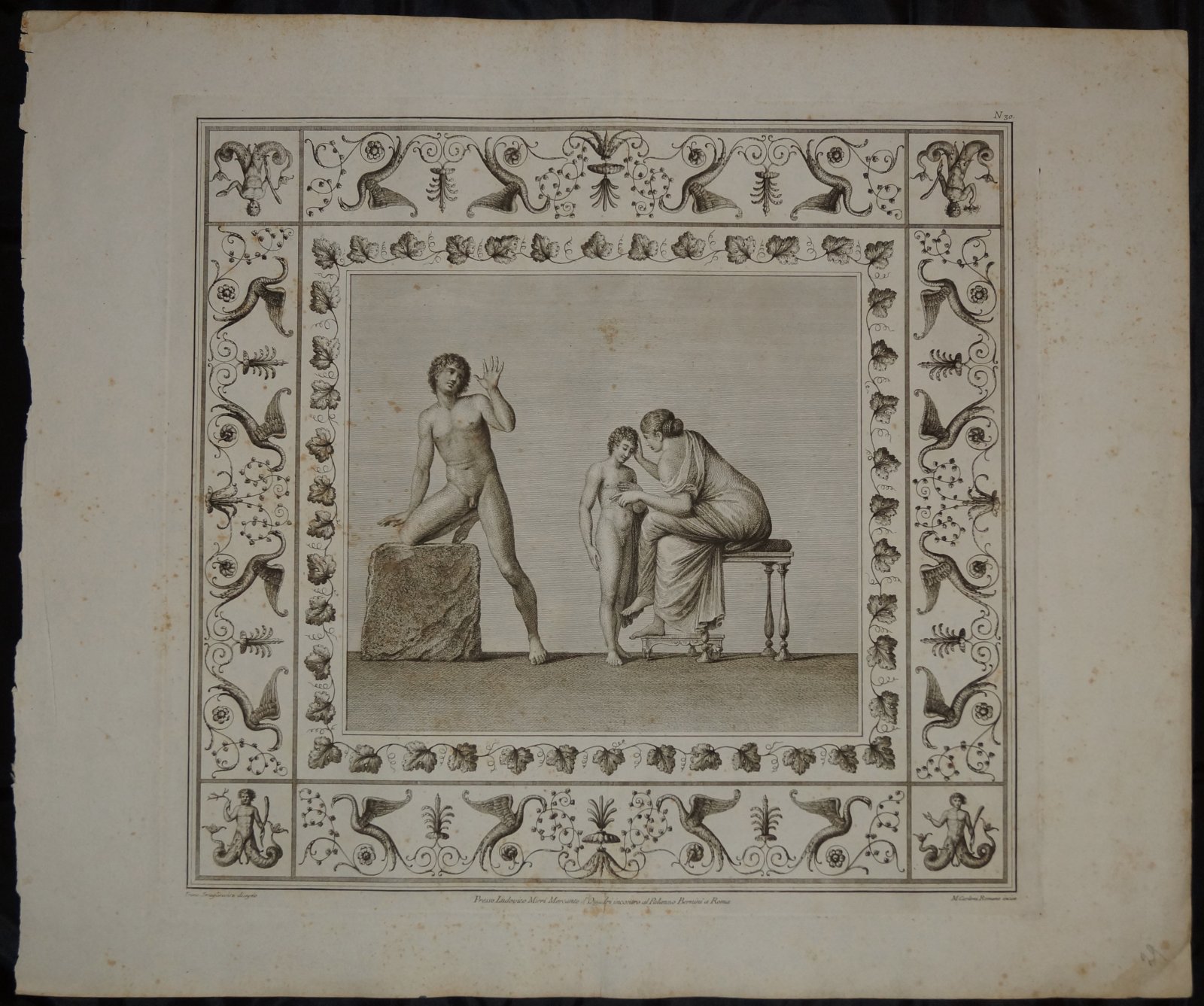 Фреска из оформления терм Тита в Риме: резцовая гравюра на меди (1776), лист 30 из альбома «Vestigia delle terme di Tito»