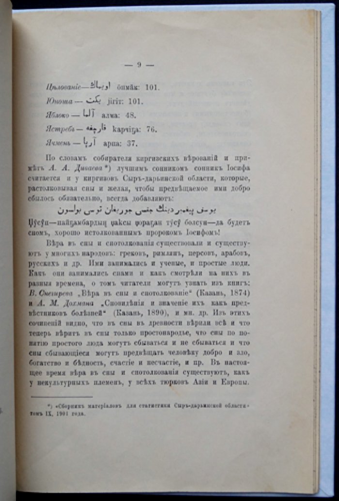 «Снотолкователь» (джагатайский сонник), приписываемый Иосифу, сыну Иакова: джагатайский текст, русская транскрипция и перевод (издание 1901 г.)