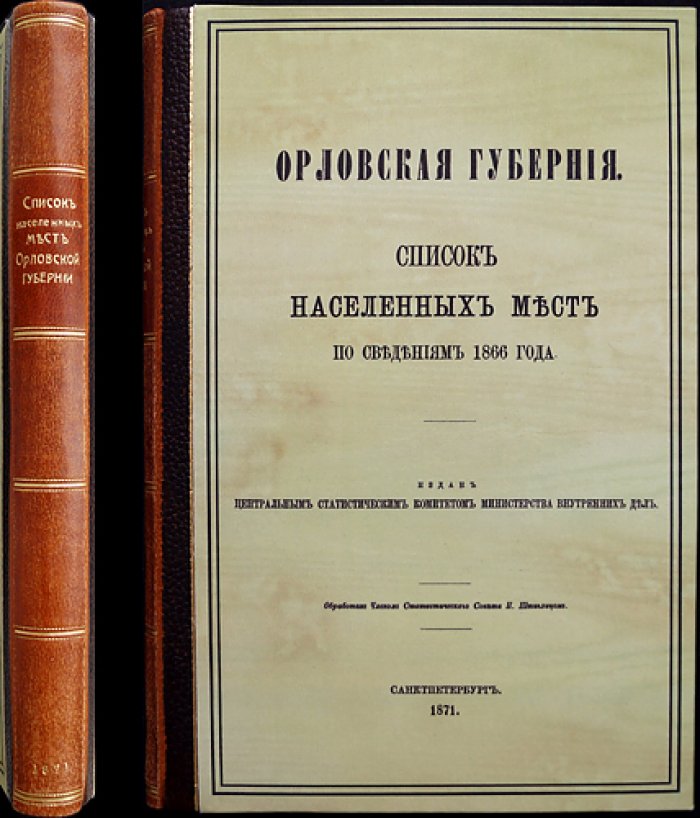 Орловская губерния. Справочник населённых мест Российской империи по сведениям 1866 года (вып. XXIX)