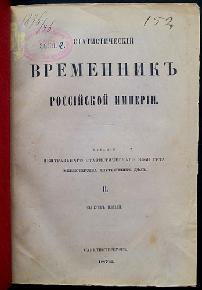 Статистический временник Российской Империи. Серия II, выпуск 5: Почтовая и телеграфная деятельность (1857–1866), ярмарки и пожарная статистика
