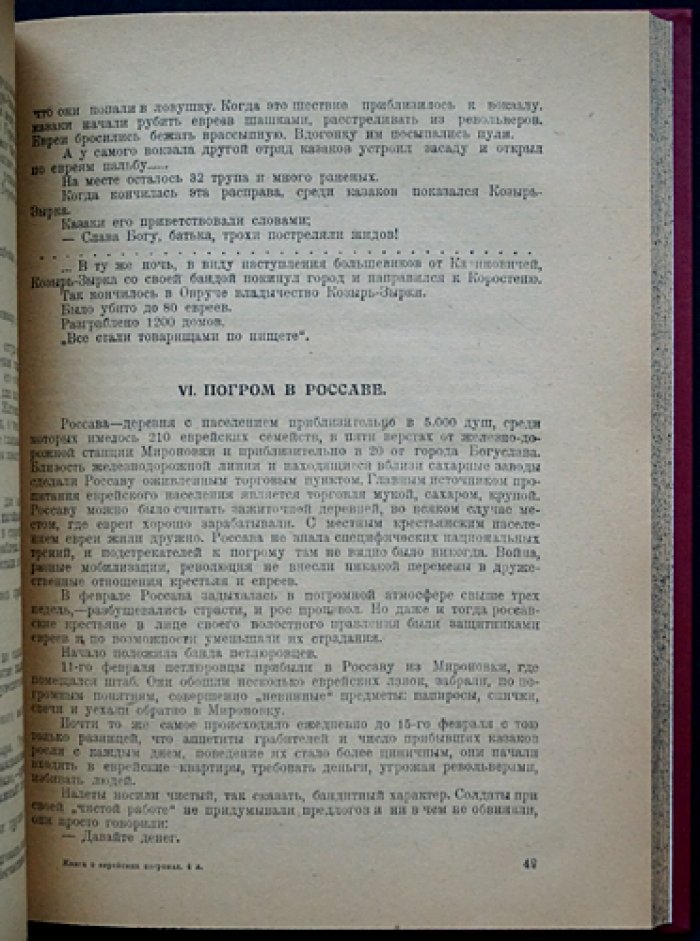 «Книга о еврейских погромах на Украине в 1919 году» (свидетельства, официальные документы и опросы пострадавших)