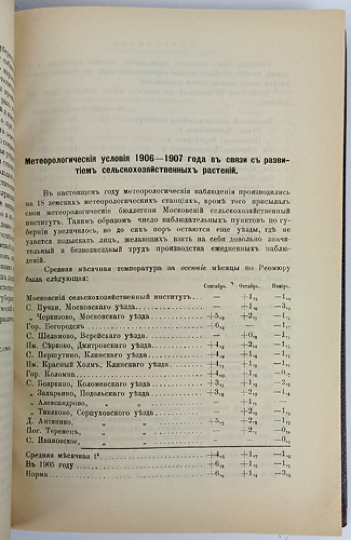 Статистический ежегодник Московской губернии за 1907 год в двух частях (в одном переплёте). Москва, 1908