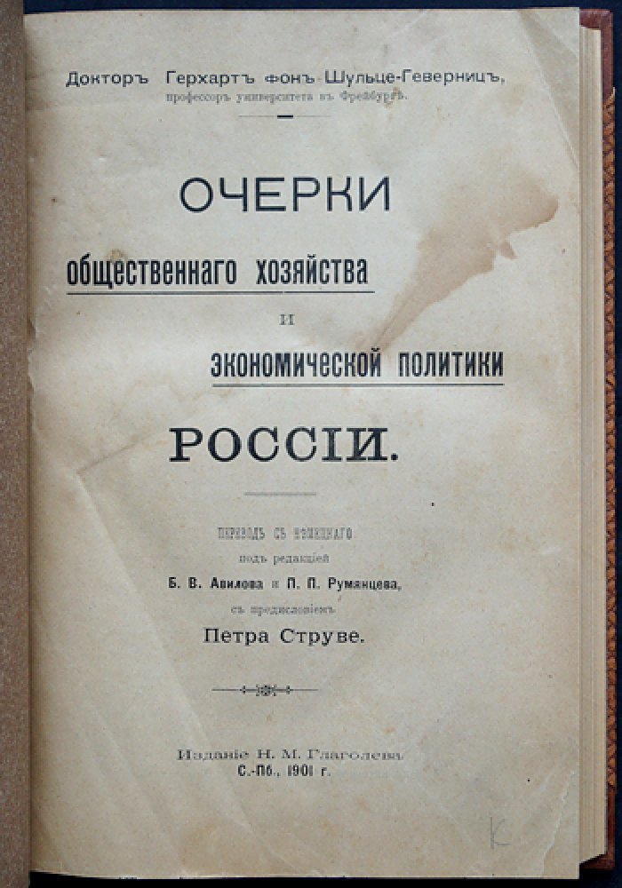 Очерки общественного хозяйства и экономической политики России (перевод с немецкого; предисловие П.Б. Струве). Редкое издание 1901 года