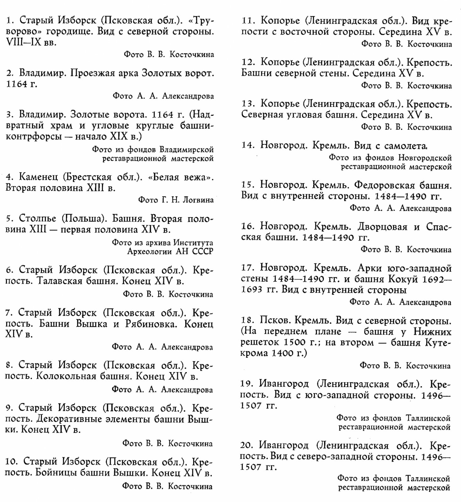 Косточкин В. В. Крепостное зодчество Древней Руси.