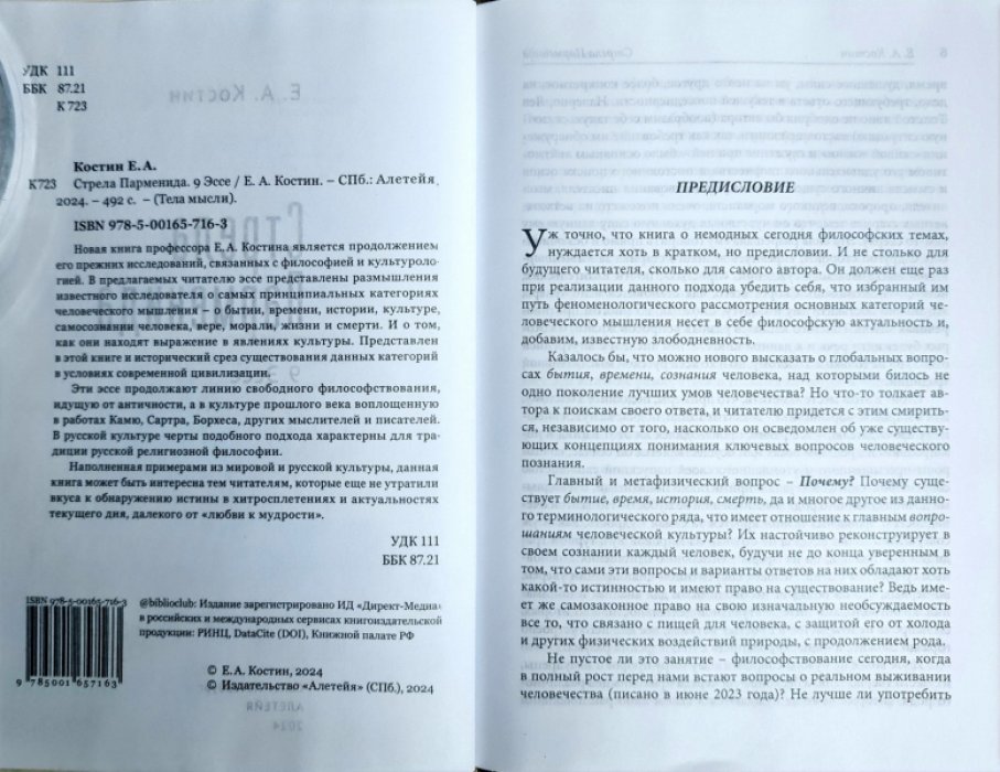 Костин Е.А. Стрела Парменида. 9 Эссе.