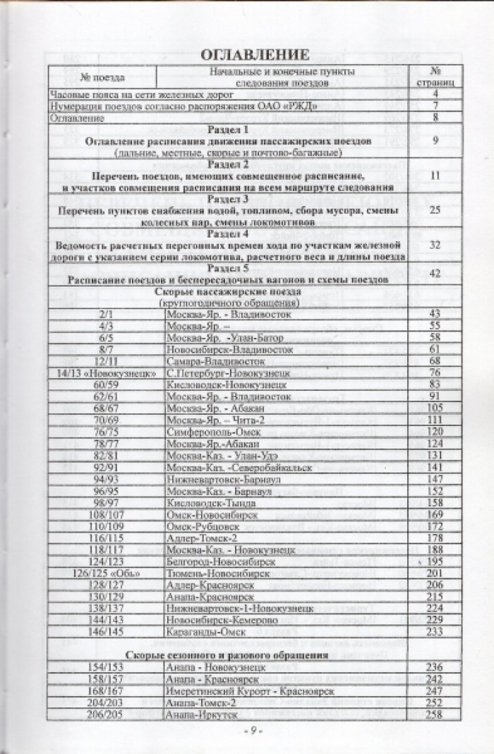 Служебное расписание движения пассажирских поездов с 11 декабря 2022 года. Западно-Сибирская железная дорога