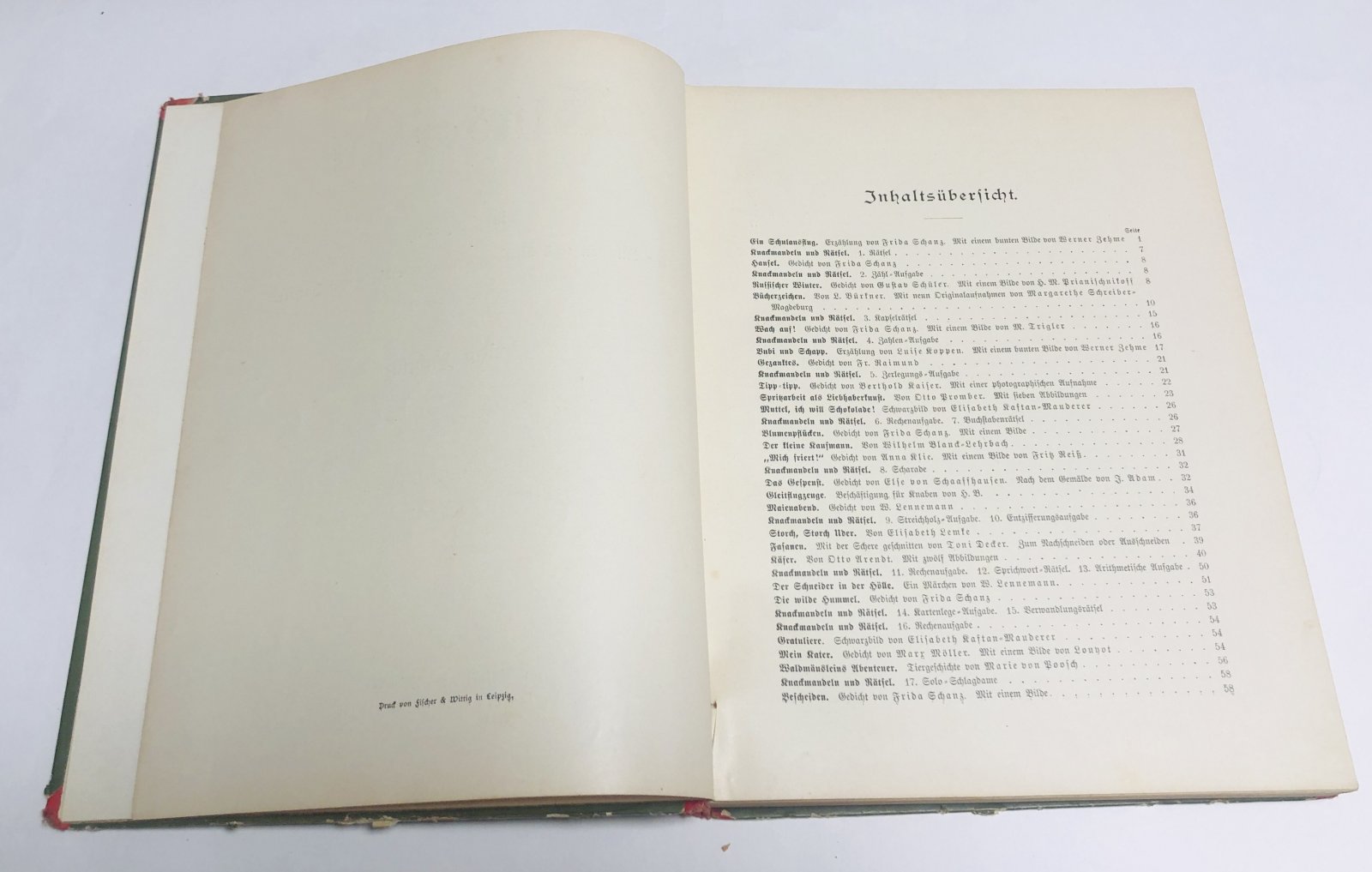 Frida Schanz. Kinderlust. Ein Jahrbuch fr Knaben und Mdchen von acht bis zwlf Jhren. XVI