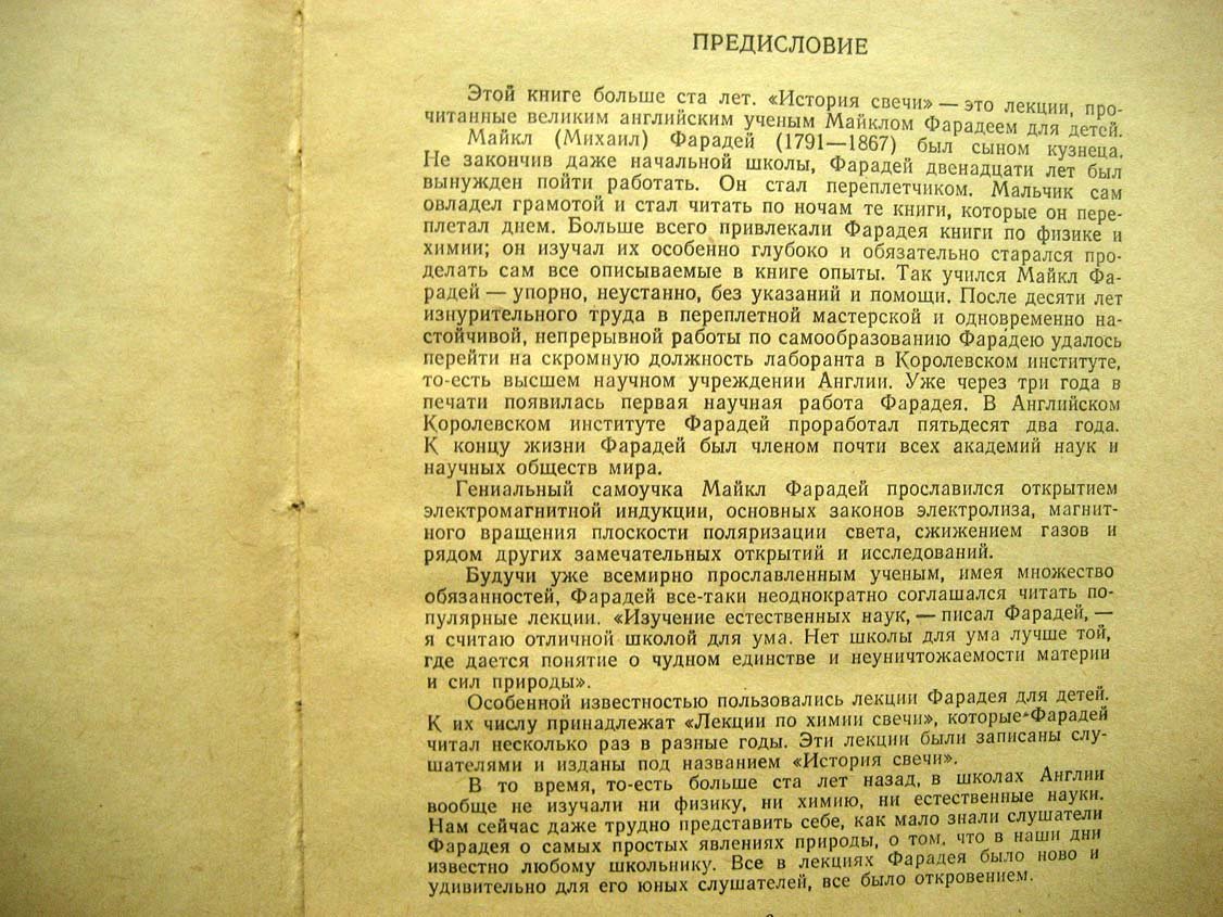 Фарадей М. История свечи.