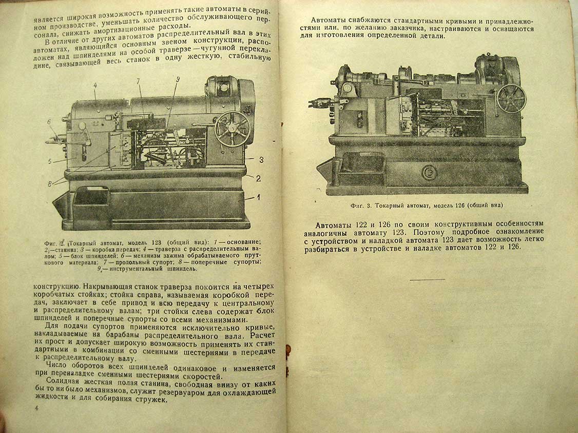 Четырехшпиндельные автоматы моделей 122, 123, 126. Описание и руководство по обслуживанию