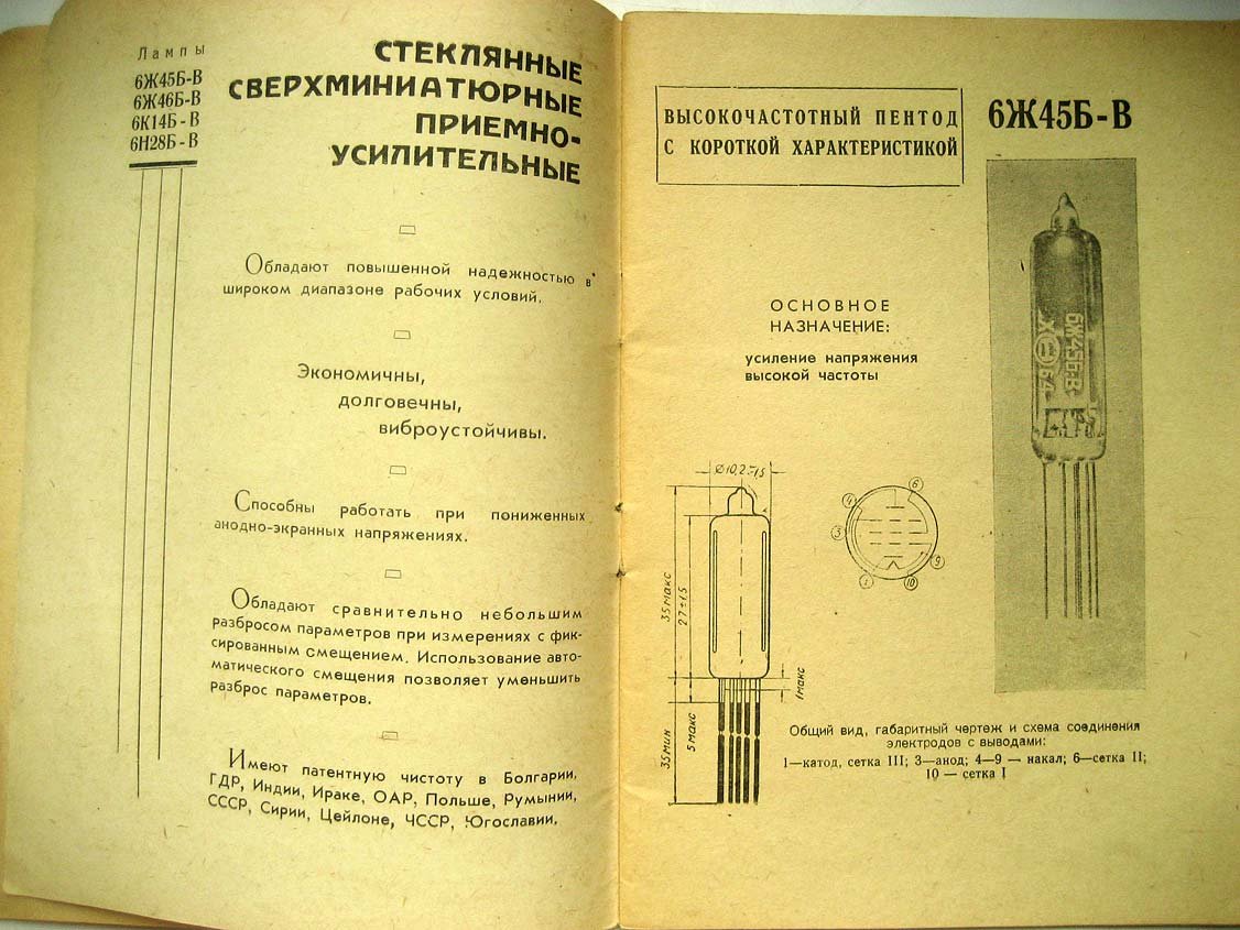 Радиолампы 6К14Б-В, 6Н28Б-В, 6Ж45Б-В, 6Ж46Б-В