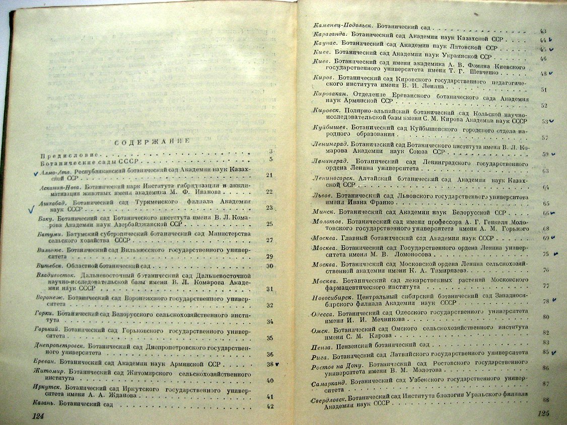 Ботанические сады СССР.