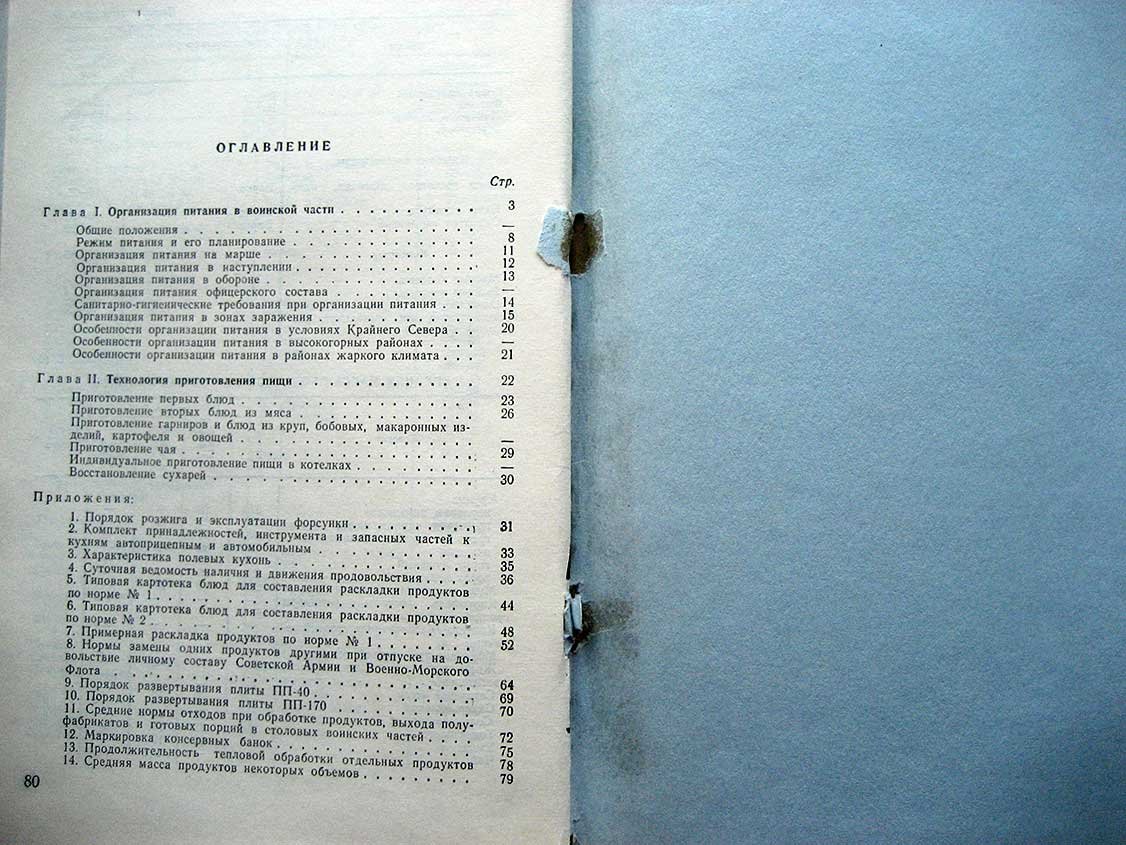 Инструкция по организации питания личного состава действующей армии.