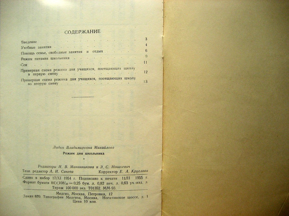 Михайлова Л. Режим дня школьника.