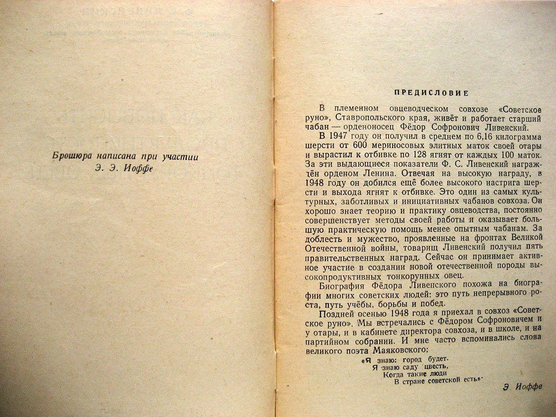 Ливенский Ф. Как повысить продуктивность тонкорунных овец.