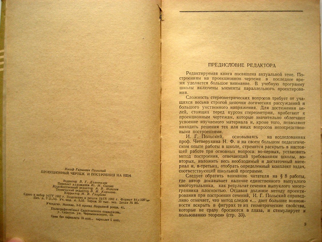 Польский И. Проекционный чертеж и построения на нем.