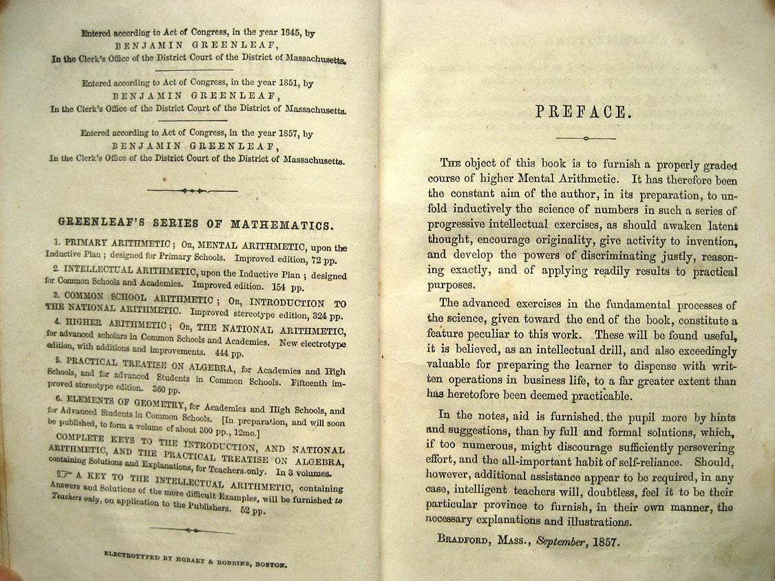 Greenleaf B. Intellectual Arithmetic (арифметика).