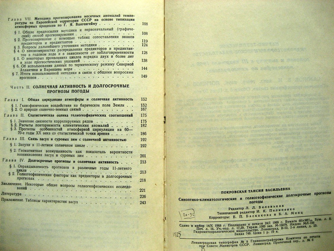 Покровская Т. Синоптико-климатологические и гелиогеофизические долгосрочные прогнозы погоды.
