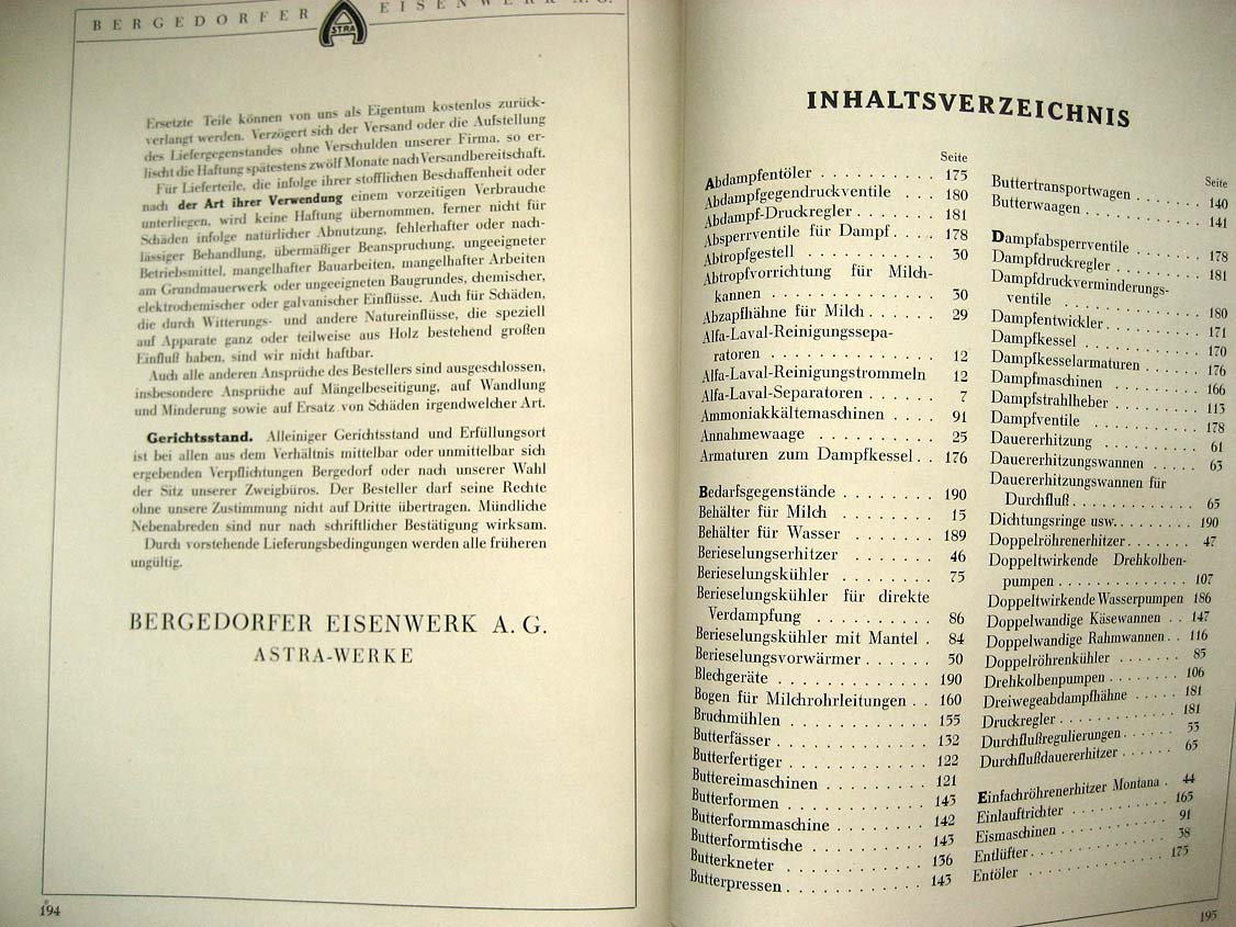 Astra Molkerei-Maschinen (Молочные машины), каталог