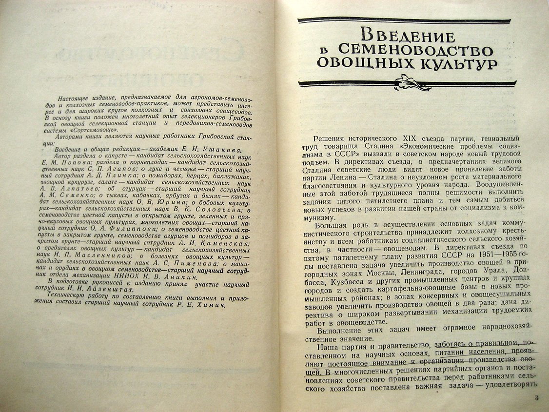 Семеноводство овощных культур для нечерноземной полосы СССР.