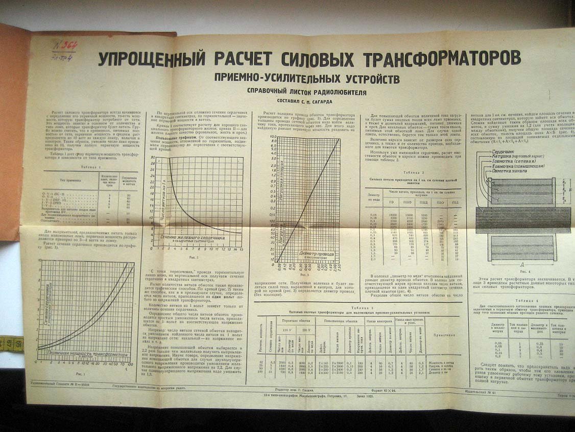 Сагарда С. Упрощенный расчет силовых трансформаторов приемно-усилительных устройств.