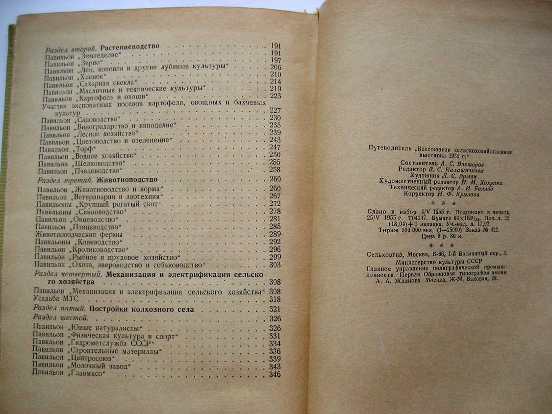 Всесоюзная сельскохозяйственная выставка. 1955 год. Путеводитель