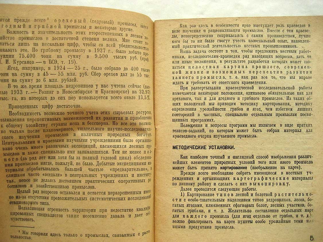 Говорухин В. Программа краеведческих исследований кедрового, грибного и ягодного промыслов в северных областях СССР