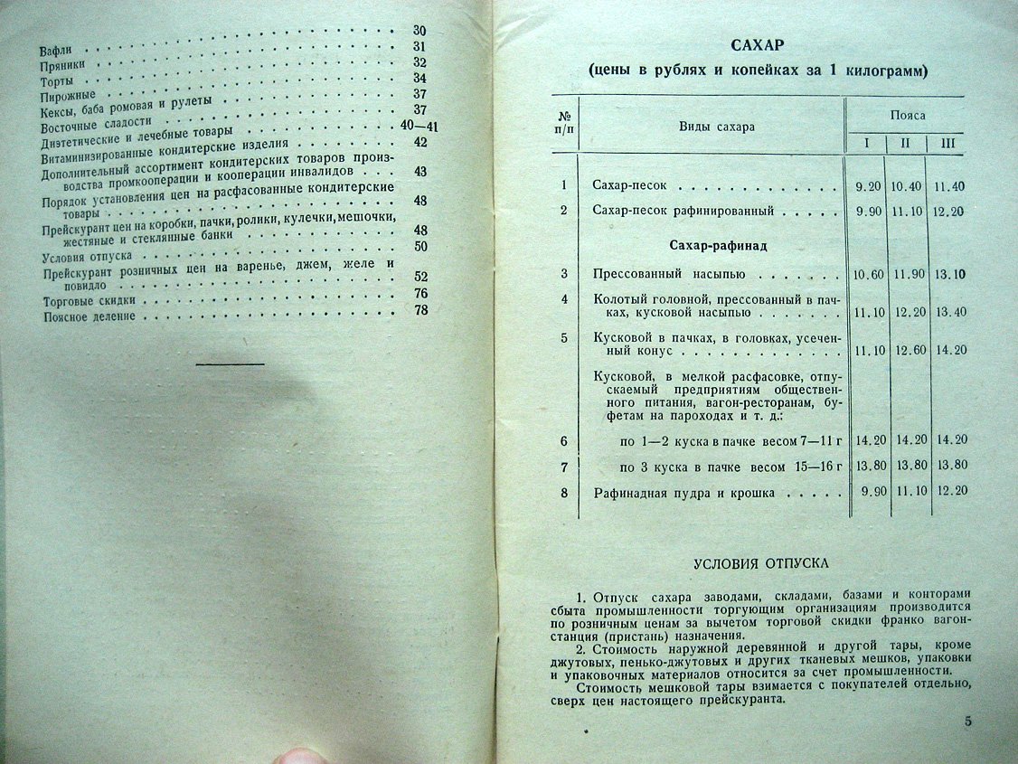 Прейскурант № 5 розничных цен на сахар, кондитерские товары, варенье, джем, желе и повидло. Для городской торговой сети