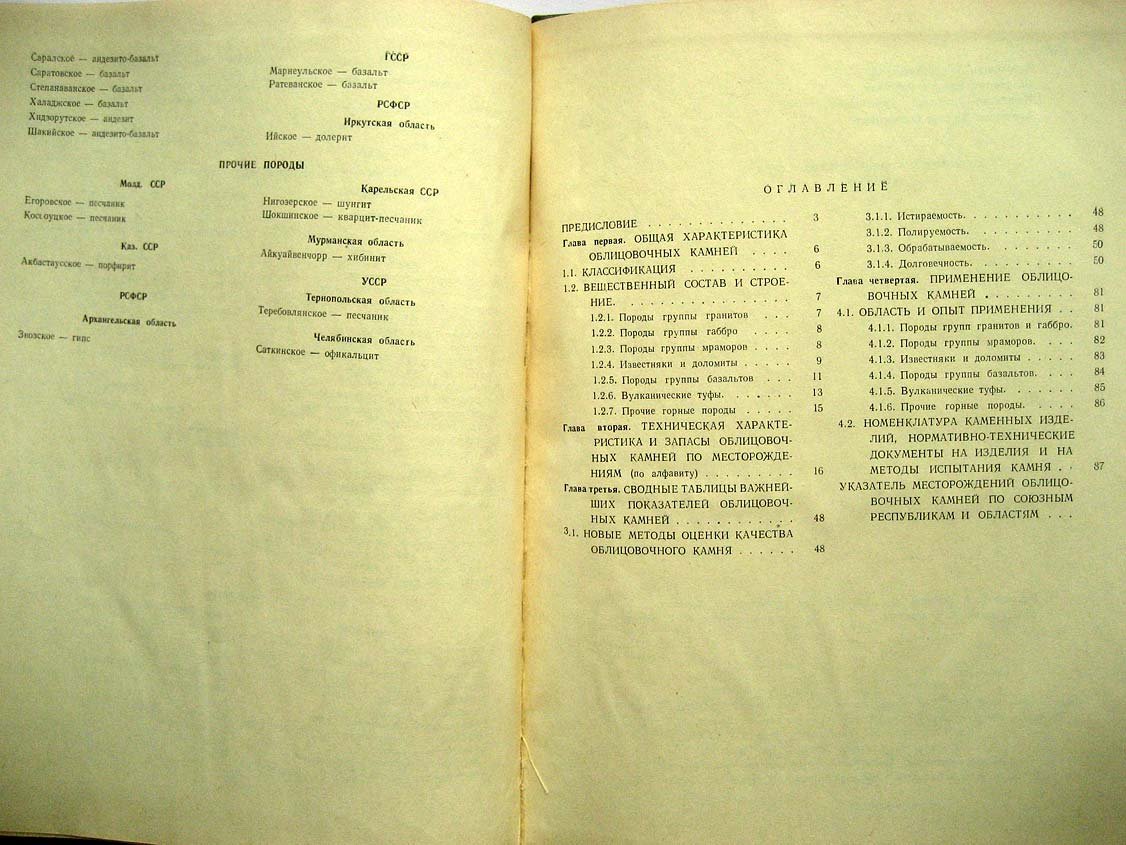 Облицовочные камни Советского Союза. Каталог
