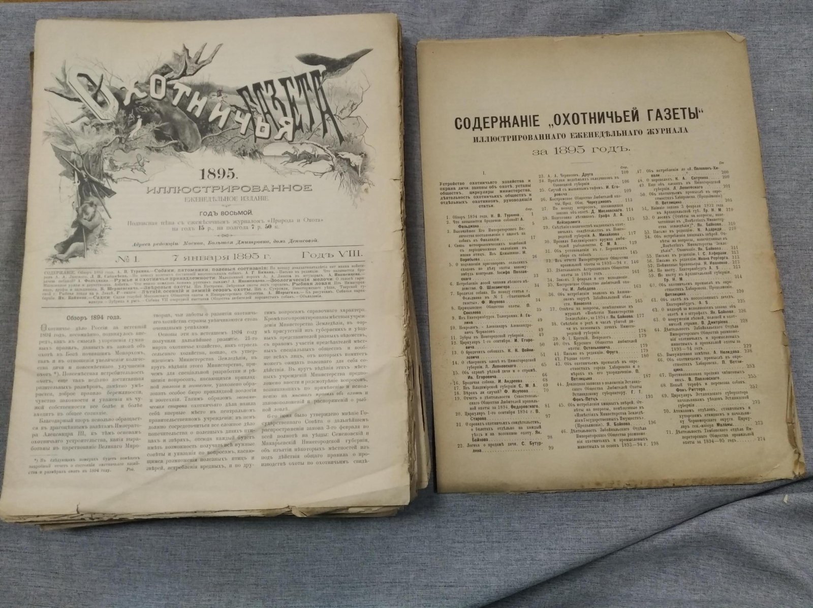 Охотничья газета. Годовая подшивка № 1–50 за 1895 год (содержание за 1895 год)