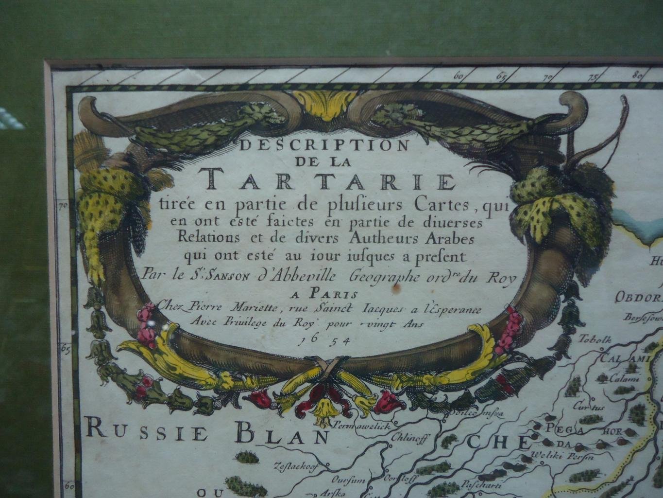 Гравюра «Карта Тартарии (Сибири)» — издание 1654 года, Париж, раскрашенная акварелью