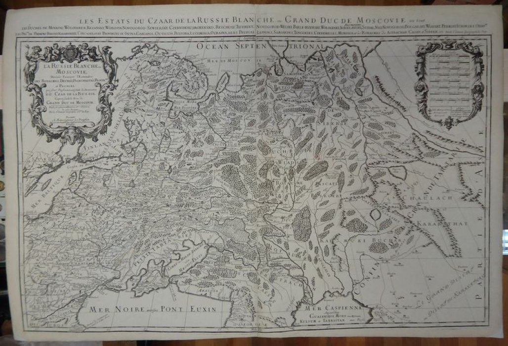 Карта Государства царя Российского и великого князя Московского, 1677 г. (французский текст, Париж) — гравированная кабинетная карта с картушем