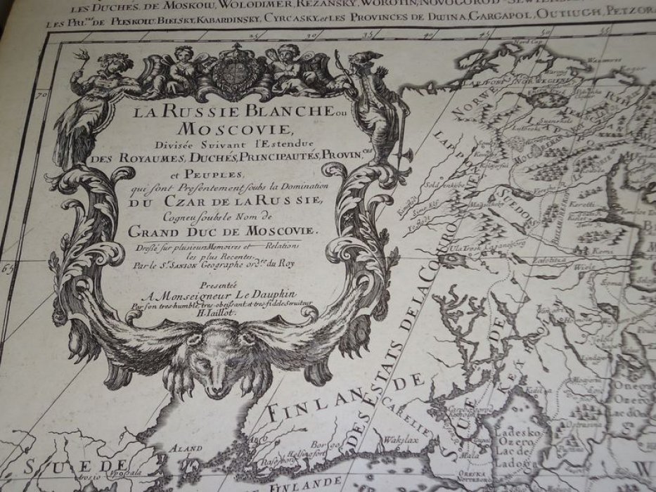 Карта Государства царя Российского и великого князя Московского, 1677 г. (французский текст, Париж) — гравированная кабинетная карта с картушем