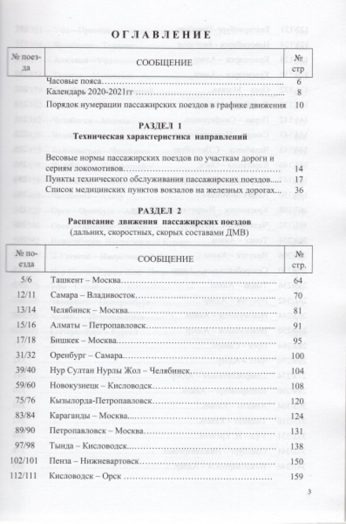 Служебное расписание движения пассажирских поездов по Южно-Уральской железной дороге на 2020-2021.