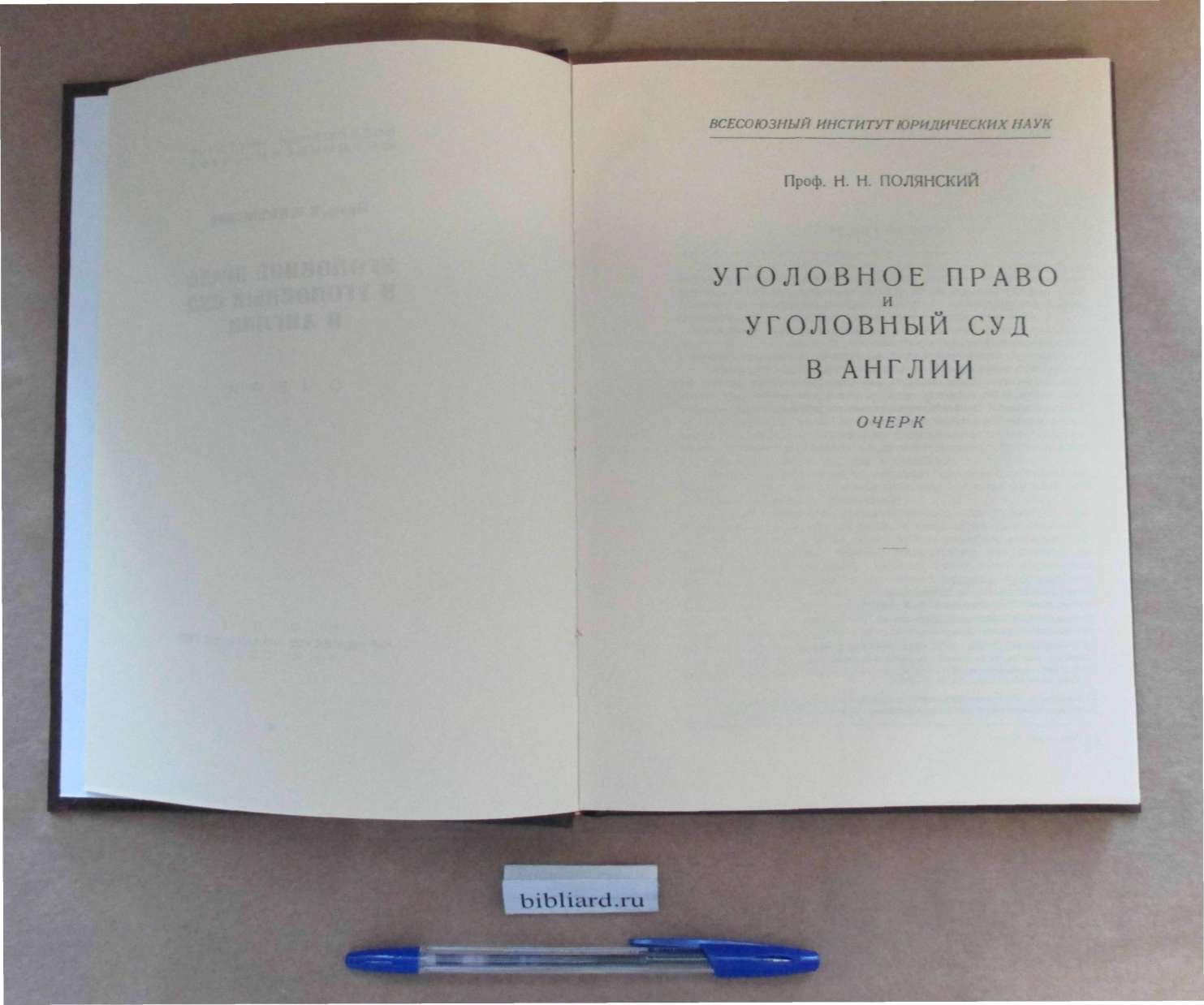 Полянский Н.Н. Уголовное право и уголовный суд в Англии. Очерк
