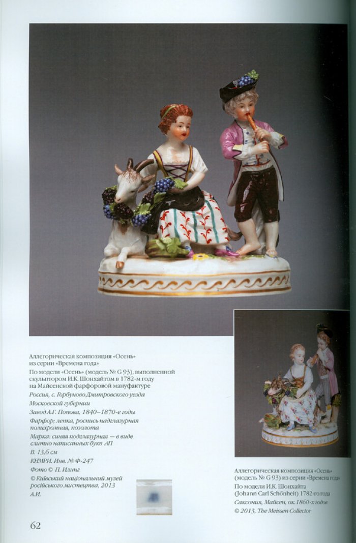 Антология русского фарфора XVIII- начала XX века. Т. 6 ч. 11 Фарфоровая скульптура завода А.Г.Попова.