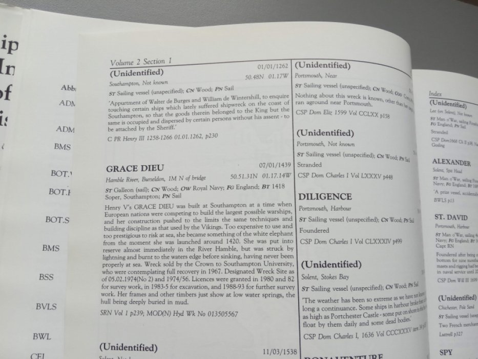 Richard & Bridget Larn. Shipwreck Index of the British Isles. Volume 2.