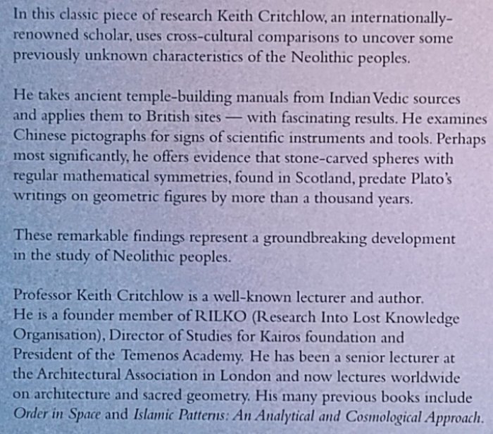 Critchlow, Keith. Time Stands Still: New Light on Megalithic Science.