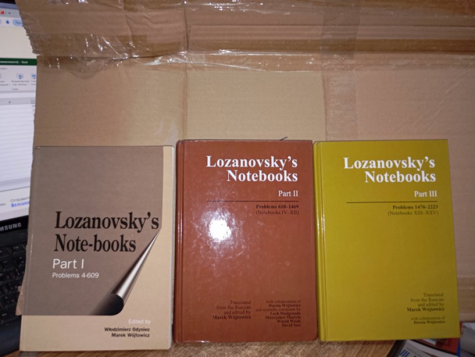 Lozanovsky (Лозановский Григорий Яковлевич). Lozanovskys Note-books:Part I.Problems 4-609. Part II. Problems 610-1469. Part III. Problems 1470-2223