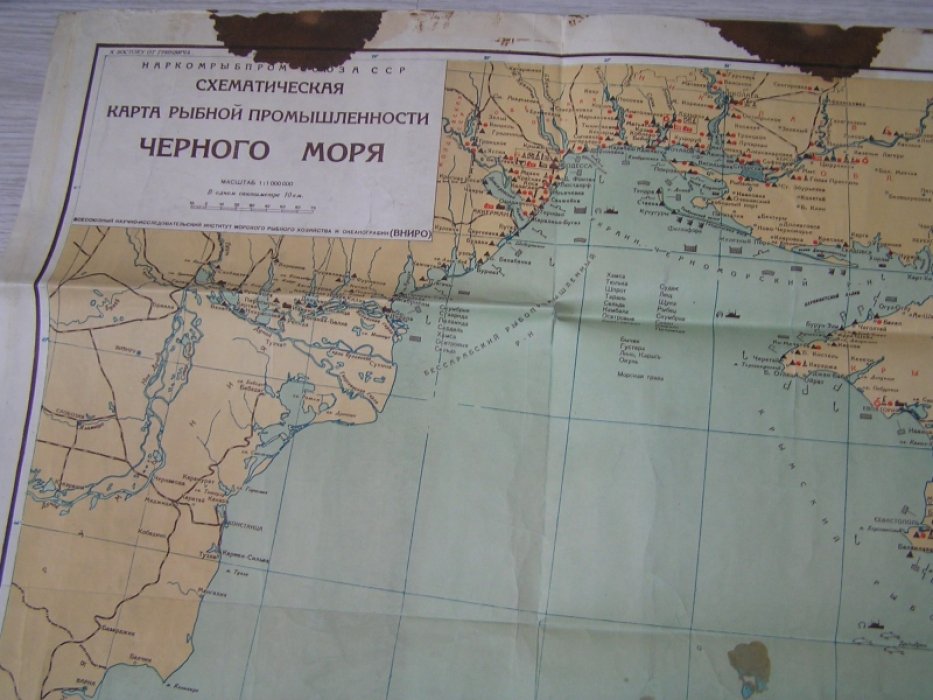 Схематическая карта рыбной промышленности Черного моря.