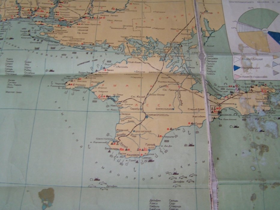 Схематическая карта рыбной промышленности Черного моря.