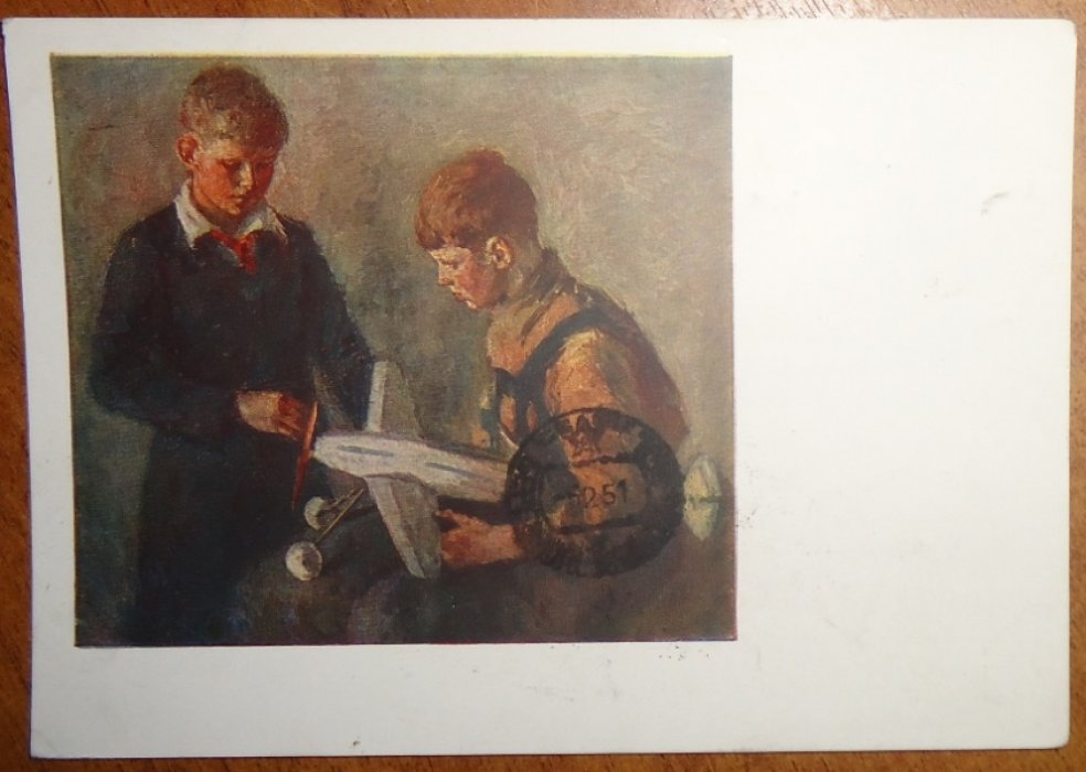 Художник М. Т. Хазанов. Авиамоделисты. Выставка ``ХХ лет РККА и ВМФ``.