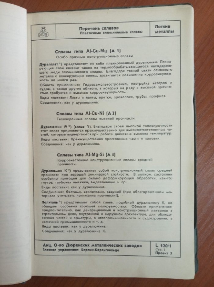 Дуралюмин и другие дюренские легкие сплавы. Спецификации.
