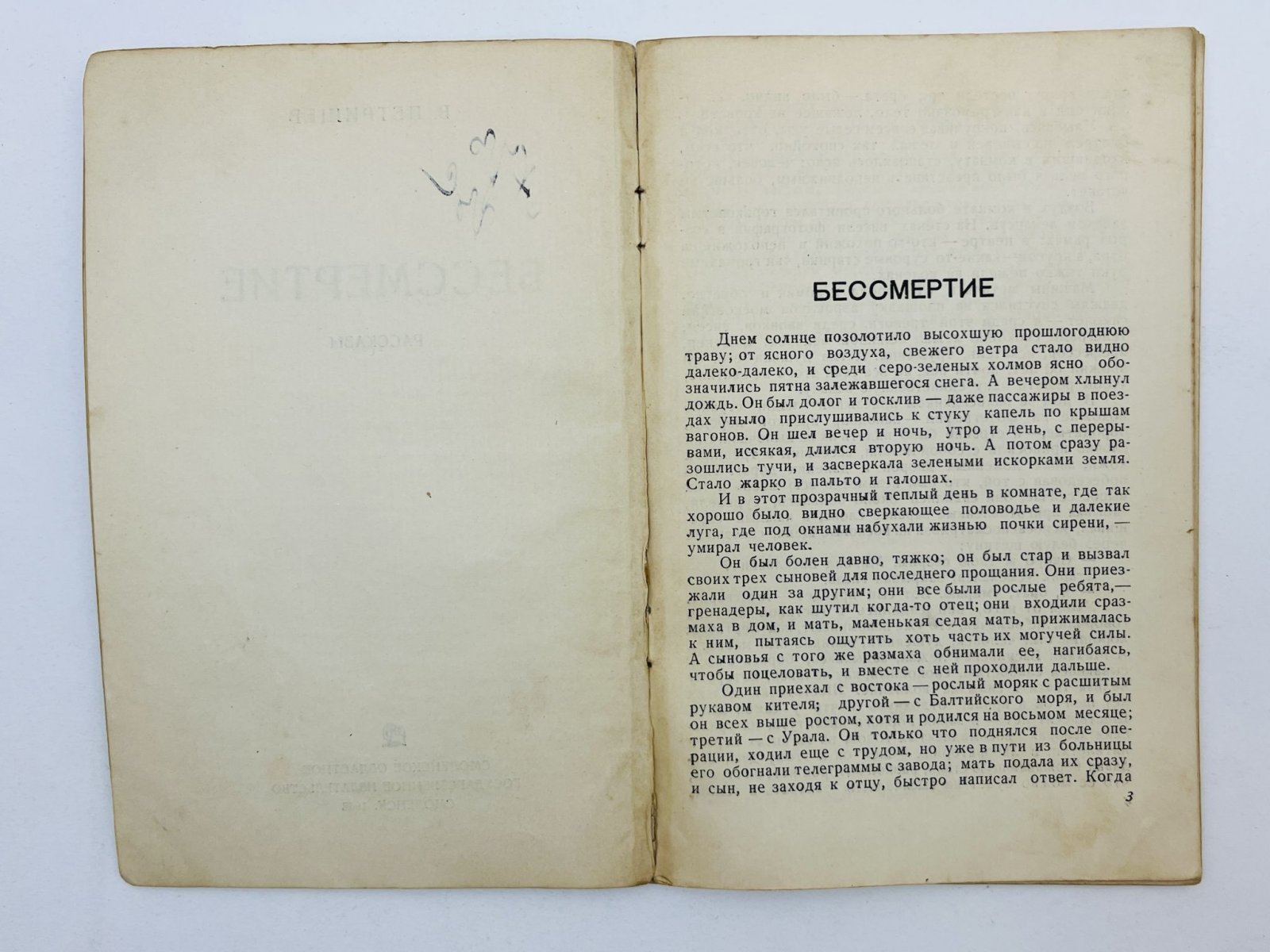 Петрищев Василий Афанасьевич. Бессмертие. Рассказы: Бессмертие. Агитатор. Победа. Сын. Три мушкетера. Спутники. Письмо. Под весенней звездой. Судно меняет флаг. Шестеро.