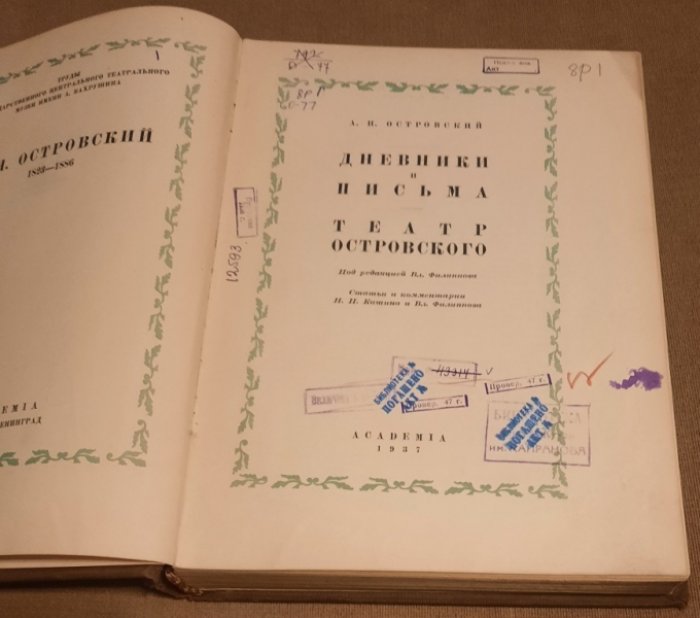 Островский А.Н. Дневники и письма. Театр Островского.