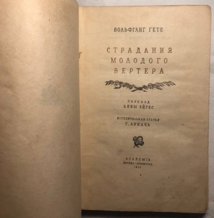Гете В. Страдания молодого вертера.