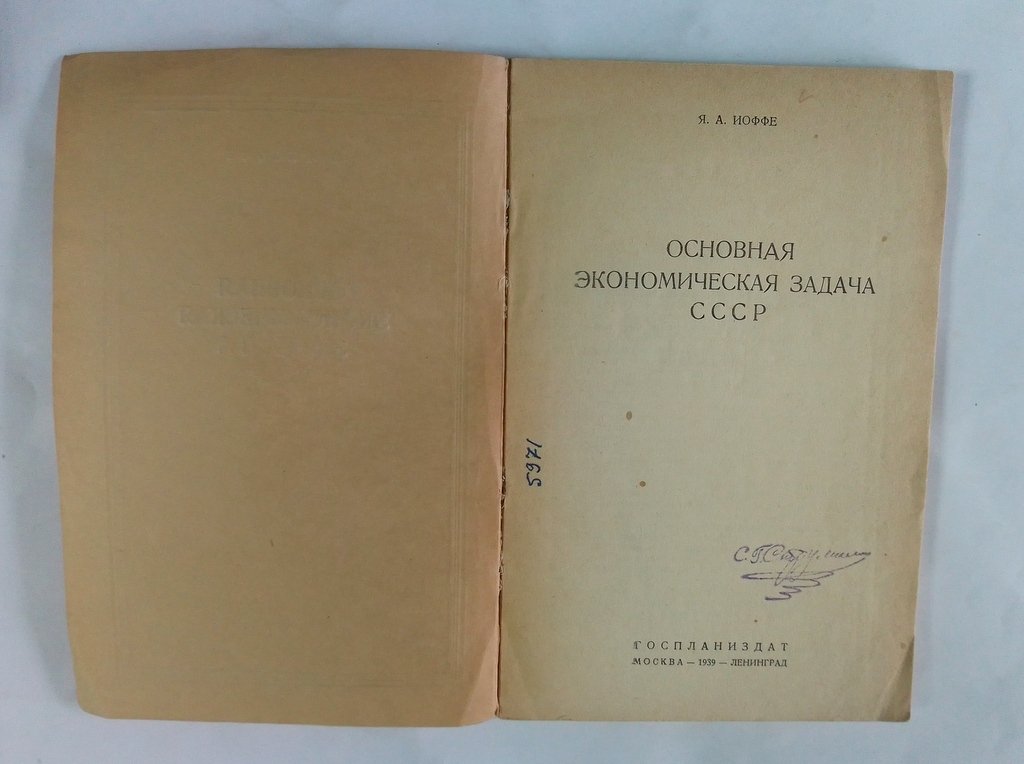 Иоффе Я. А. Основная экономическая задача СССР.