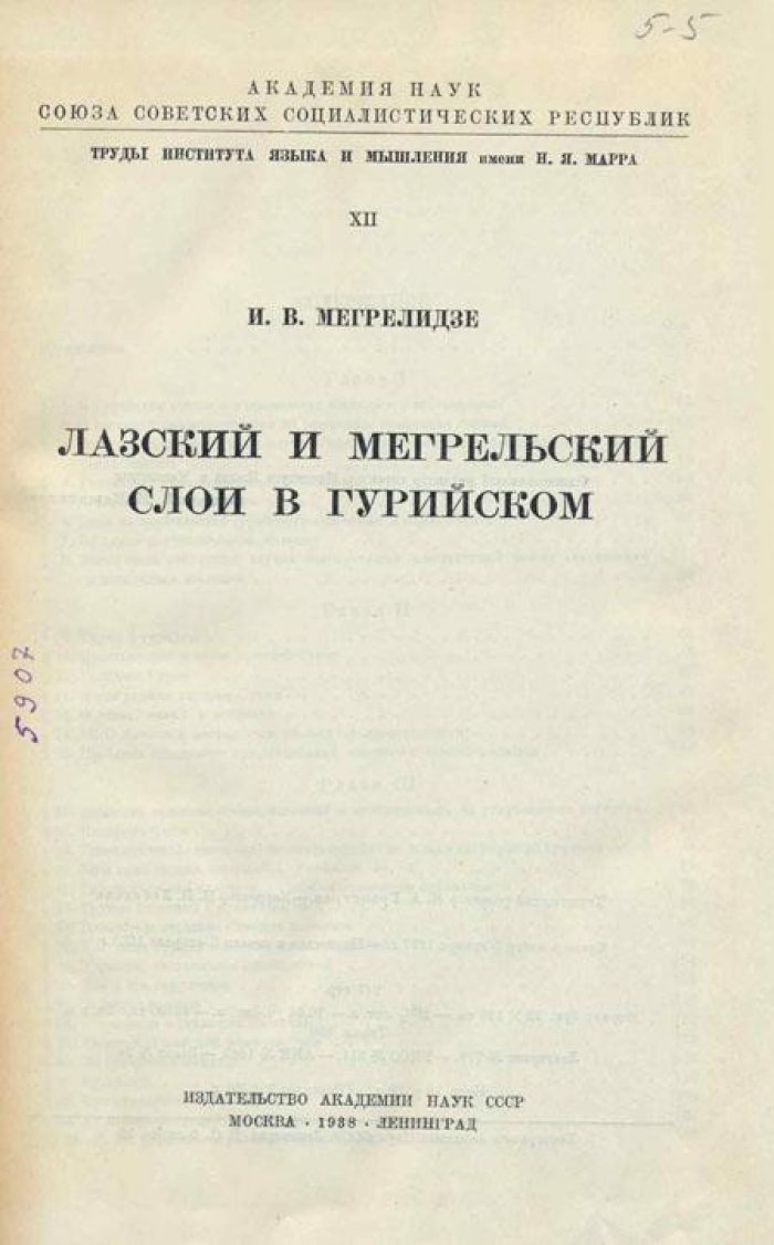 Мегрелидзе И.В. Лазский и мегрельский слои.