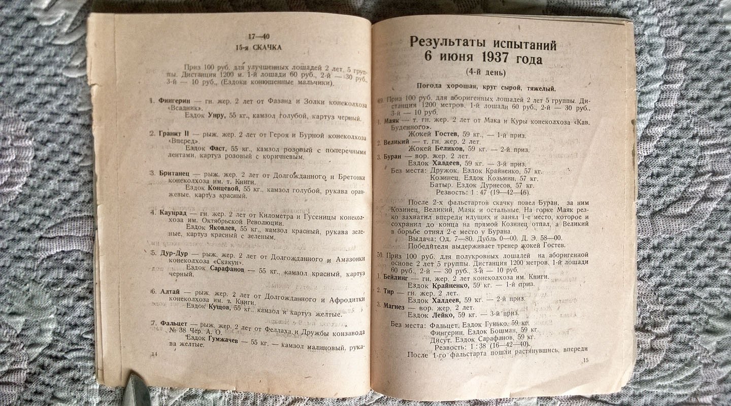 Пятигорский ипподром Орджоникидзевского крайконуправления: Программа скачек.