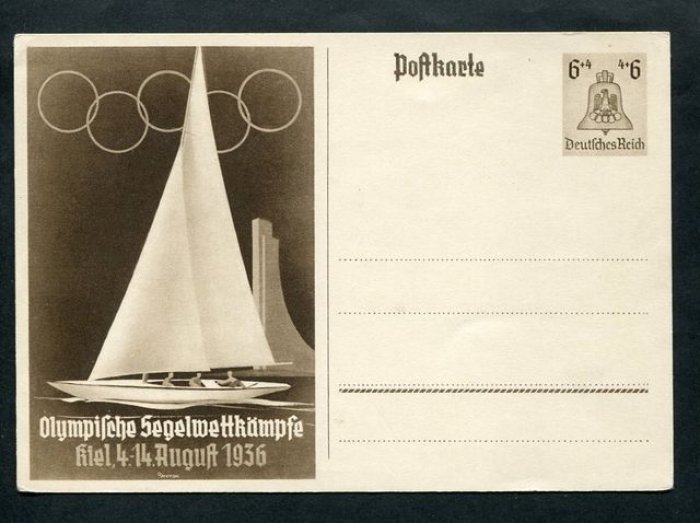 Почтовая маркированная карточка. Берлин. Летняя Олимпиада 1936.
