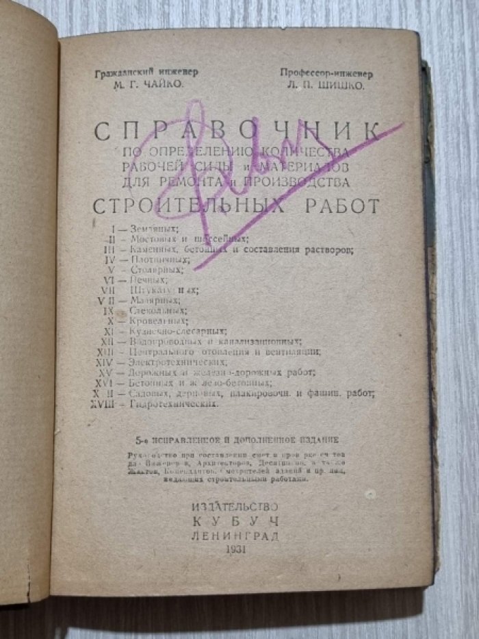 Чайко М. Г. Справочник по определению количества рабочей силы и материалов для ремонта и производства строительных работ.
